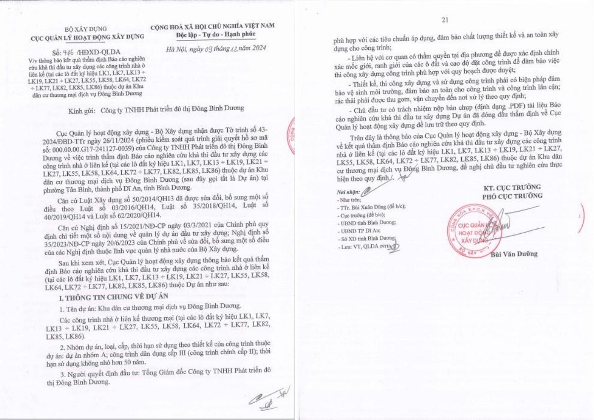Tra cứu thẩm định xây dựng dự án Đông Bình Dương: LK13-19, LK89, 90...