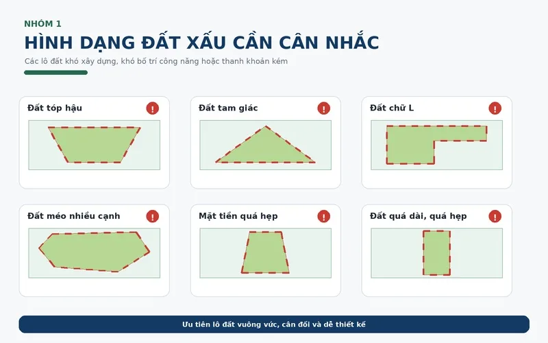 36 thế nhà đất xấu nên tránh khi mua nhà 11 Các hình dạng đất xấu như tóp hậu, tam giác, chữ L và đất méo