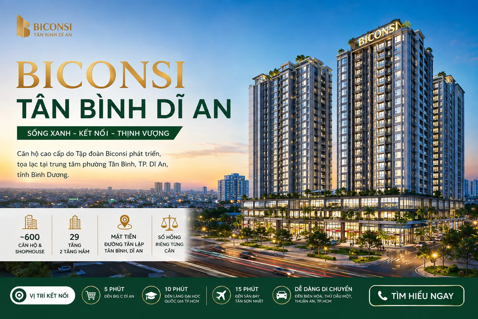 Khu dân cư – Dịch vụ Tân Bình là khu đô thị đã hình thành tại khu vực Dĩ An cũ.