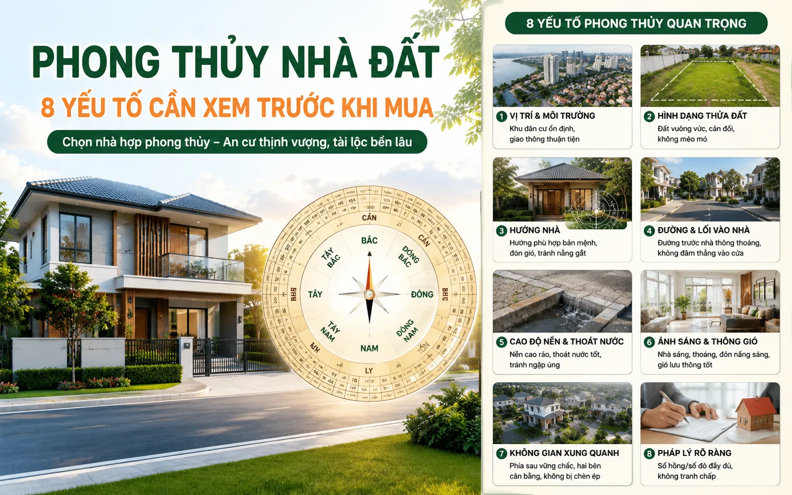 Phong thủy nhà đất: 8 yếu tố cần xem trước khi mua